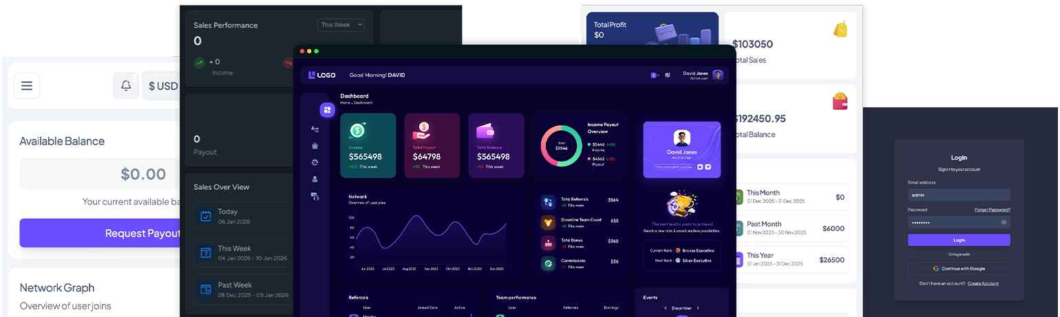 Best MLM Software Dashboard - Complete Multi-Level Marketing Management System with Commission Tracking and Team Analytics